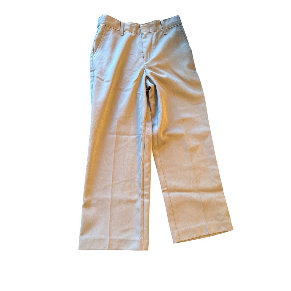 Perry Ellis Portfolio Boys Taupe Dress Pants Size 7 Reg Adjustable Waist Polyest
